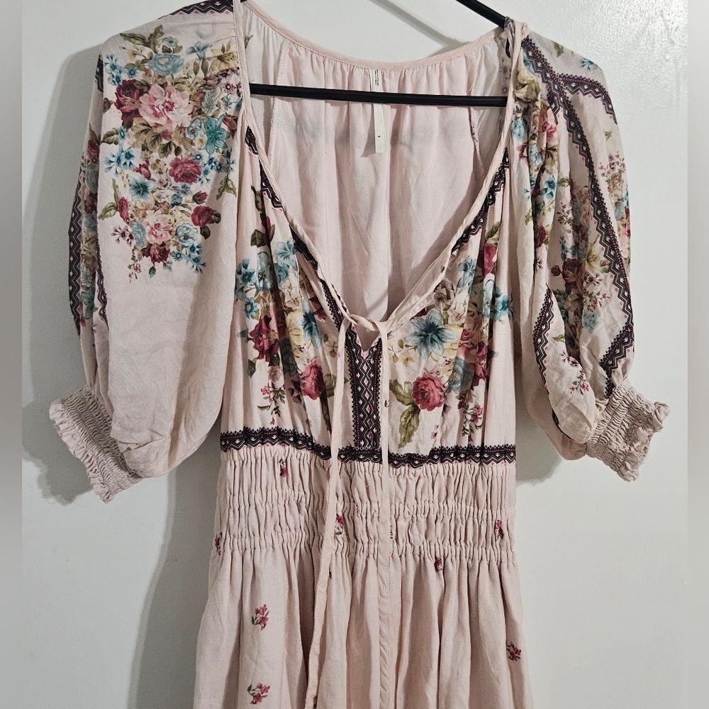 Anthropologie-Pink Somerset puff sleeve maxi dress with floral print Size S - Picture 8 of 9